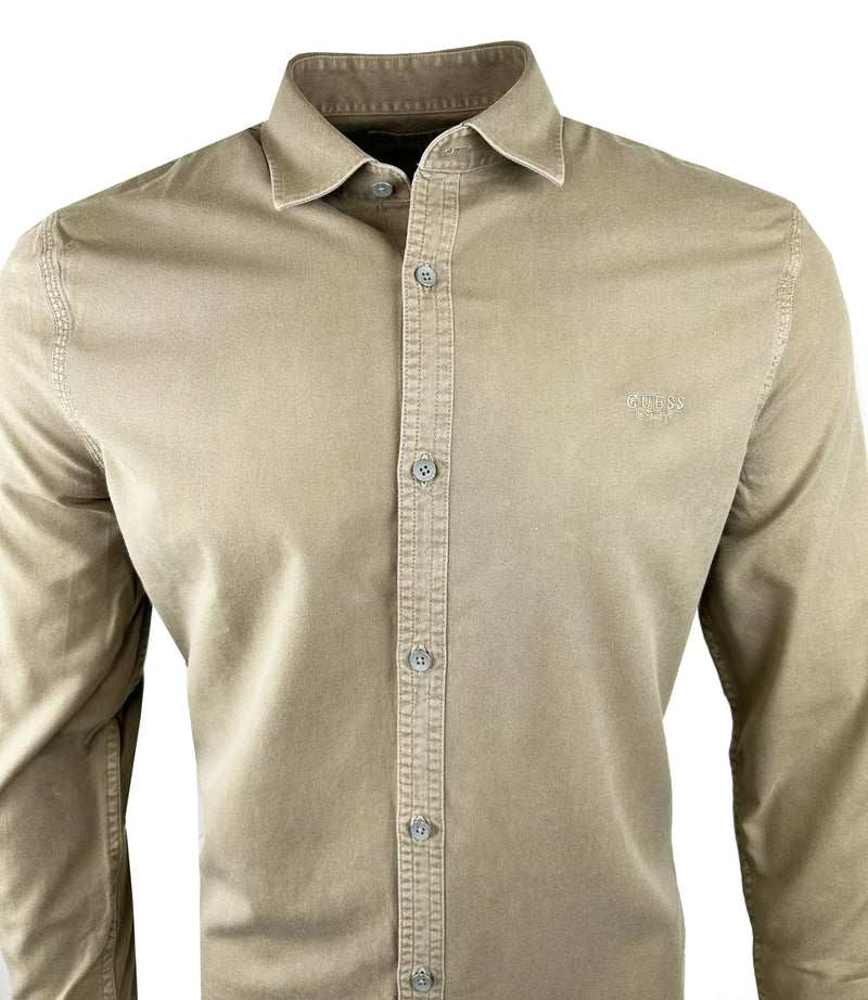 Guess Mens LS Sunset Textured Shirt M3BH63WFRX0 Sand Ballynahinch