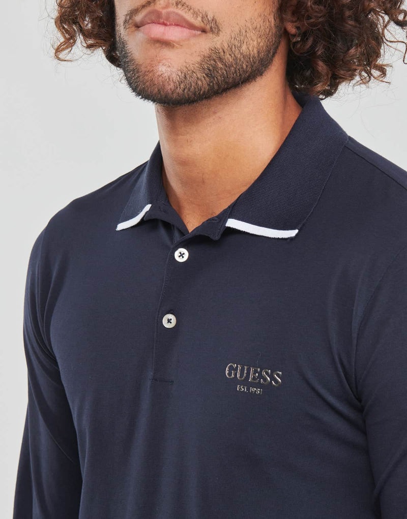 Guess Oliver Long Sleeve Polo Smart Blue - Shirts & Tops