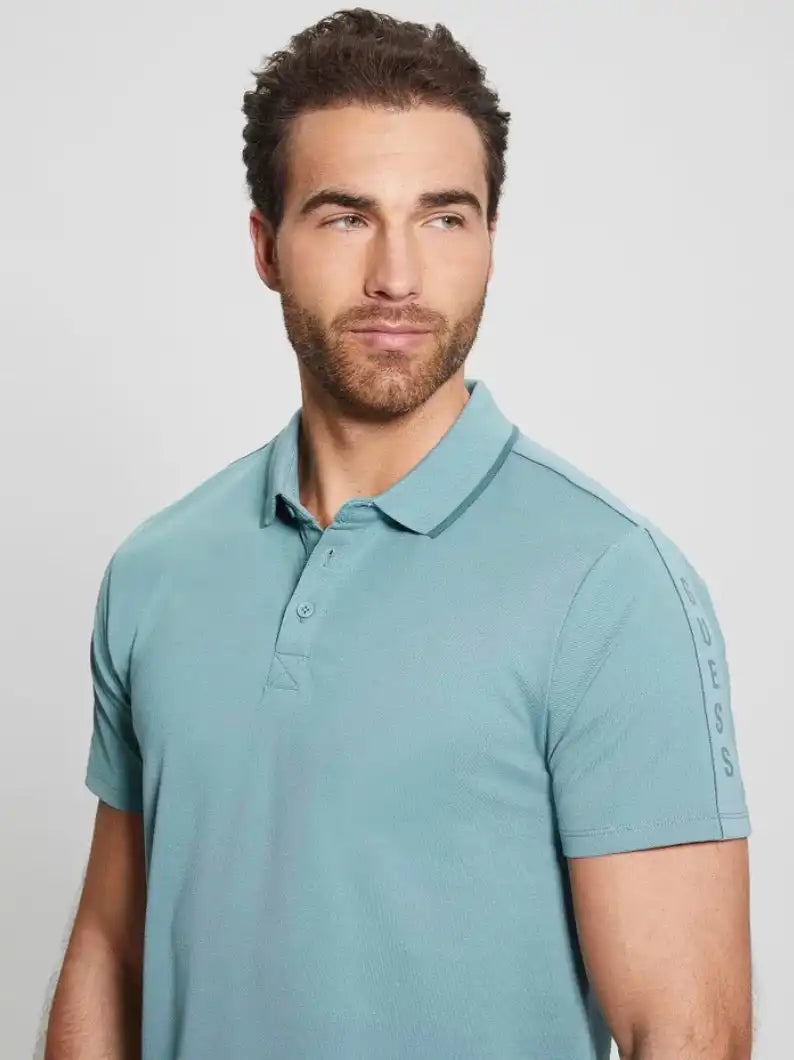 Guess Mens Paul Short Sleeve Polo Shirt Slim Fit Honest Blue Northern