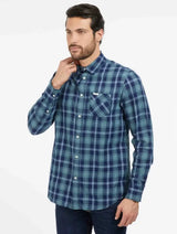 Guess Mens Ronnie LS Check Shirt M3BH44D52G1 Blue/Green Ballynahinch