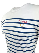 Guess Men’s Short Sleeve CN YD Striped T-Shirt White/Navy Northern