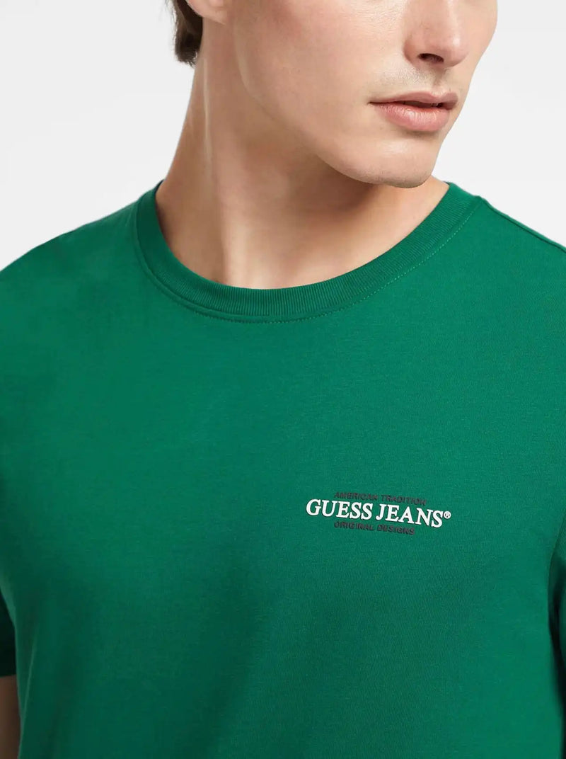 GUESS Mens Slim American Tradition T-Shirt Eternal Green Northern