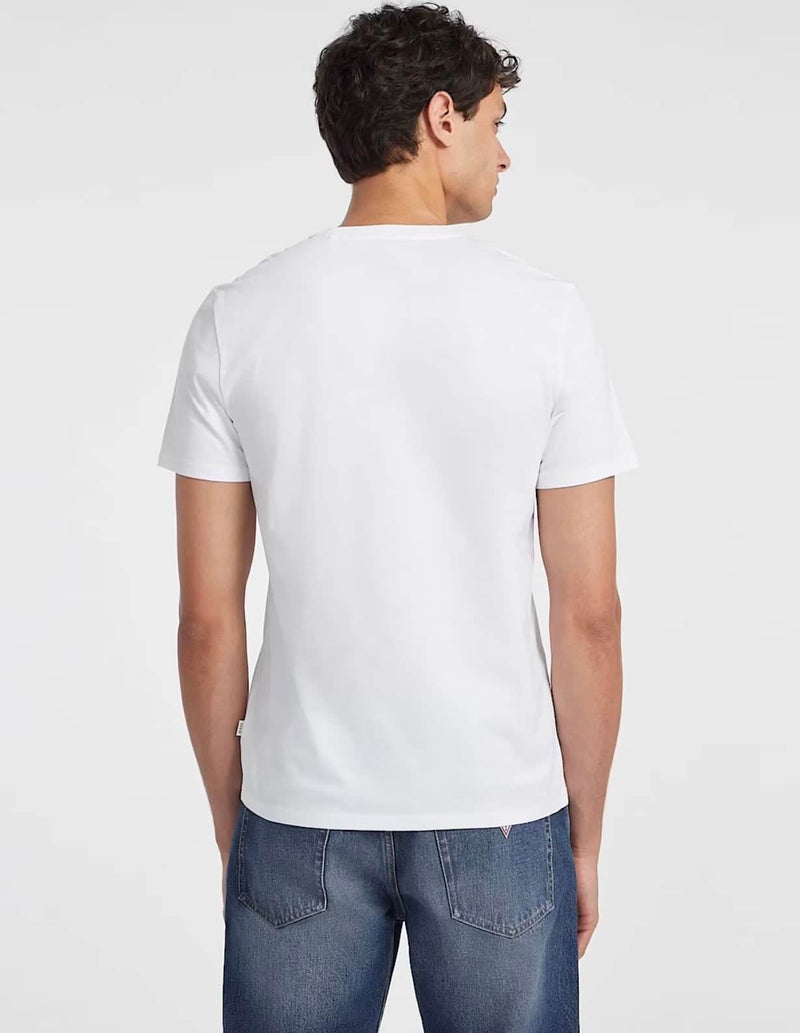 Guess Mens Slim Embroidered Logo T-Shirt White Northern Ireland