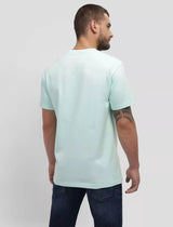 Guess Mens SS CN Palm Embroidered T - Shirt Soft Aqua Northern