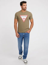 Guess Mens SS Triangle Logo T-Shirt Olive Green Ballynahinch Northern