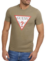 Guess Mens SS Triangle Logo T-Shirt Olive Green Ballynahinch Northern