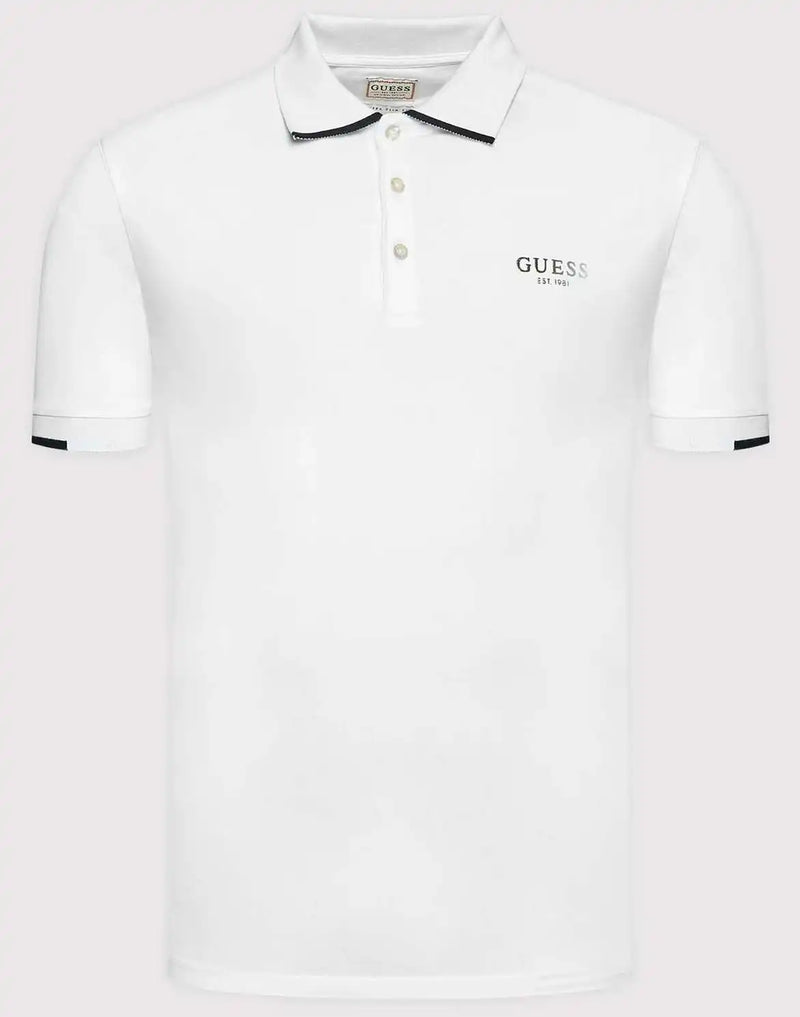 Guess Nolan Short Sleeve Polo Pure White - Shirts & Tops