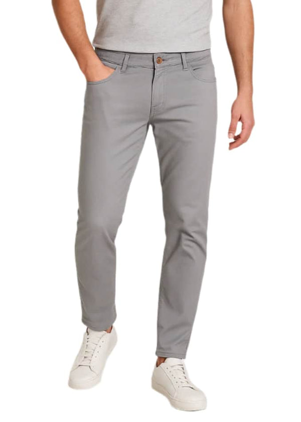 Hattric Mens Harris Slim 5 Pocket Chino Trousers Grey Northern
