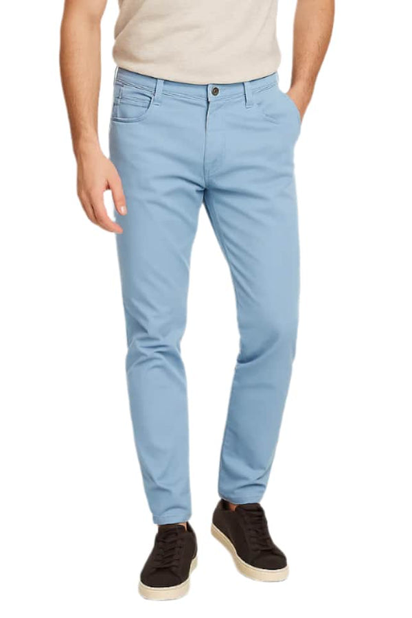 Hattric Mens Hunter 5 Pocket Straight Leg Chino Trousers Blue