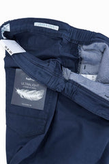 Hattric Parker Straight Lightweight Stretch Waist Chino Trousers Navy