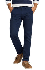 Hattric Parker Straight Lightweight Stretch Waist Chino Trousers Navy