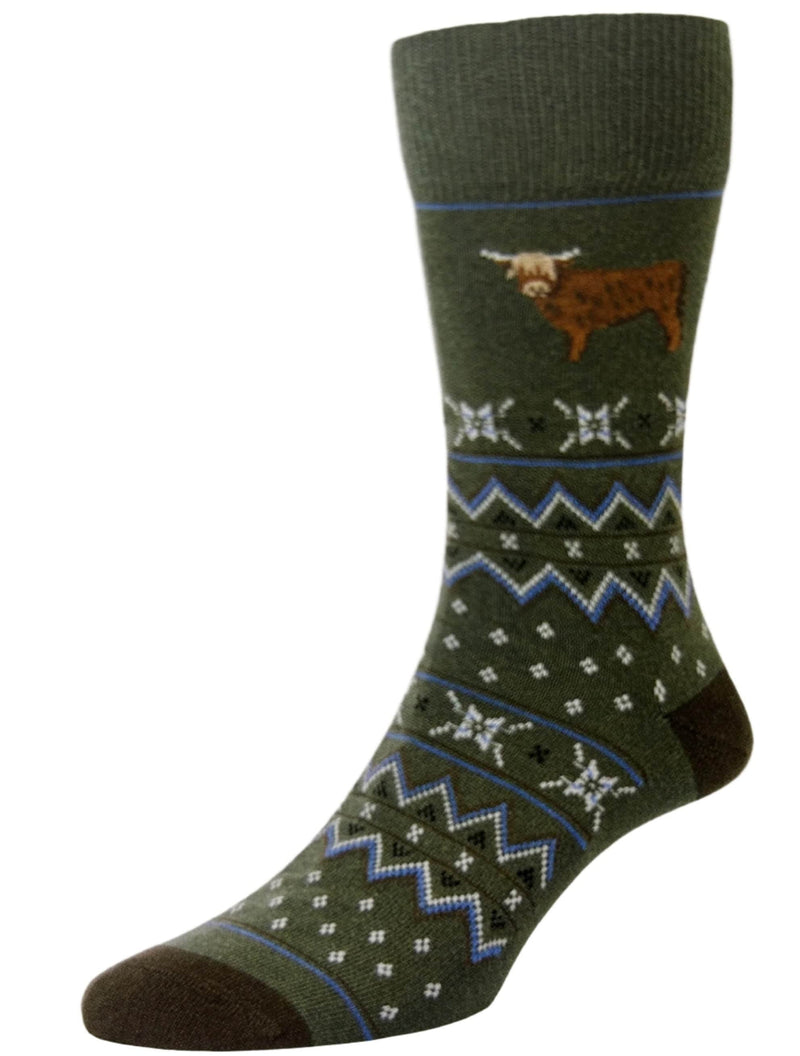 HJ Hall Country Animal Fairisle HJ45 Bull Olive Northern Ireland