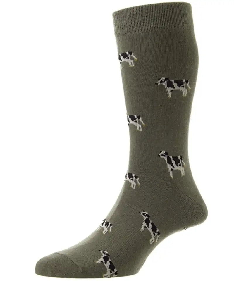 HJ Hall HJ62 Cotton Rich Cow Design Socks UK 6-11