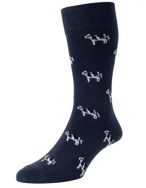 HJ Hall Mens Cow Socks 6-11UK 1 Pair Navy Northern Ireland Belfast