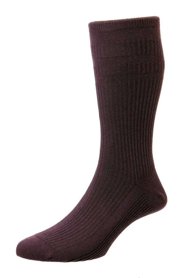 HJ Hall Soft Top Cotton Socks 1 Pair HJ91 Damson Purple Northern