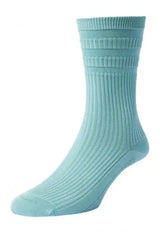 HJ Hall Soft Top Cotton Socks 1 Pair HJ91 Duck Egg Blue Northern