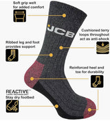 JCB Mens 3 Pack Work Boot Socks Navy/Black/Grey 6-11 Northern Ireland
