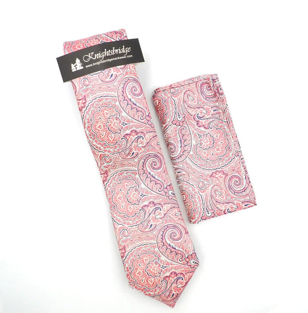 Knightbridge Tie & Pocket Square Set Pink Northern Ireland Belfast