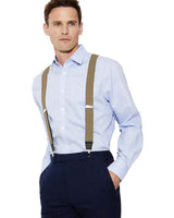 Knightsbridge Mens Trousers Braces Beige/Silver Ballynahinch Northern