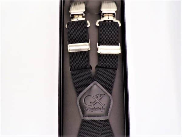 Knightsbridge Mens Trousers Braces Black/Silver Ballynahinch Northern