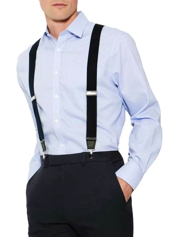 Knightsbridge Mens Trousers Braces Black/Silver Ballynahinch Northern