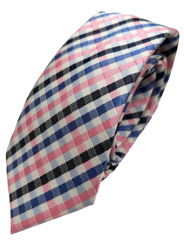Knightsbridge Neckwear Pink/Blue Check Tie Ballynahinch Northern