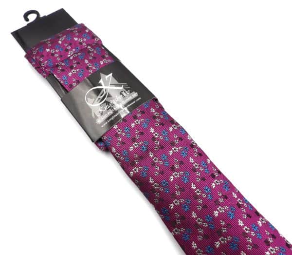 Knightsbridge Tie & Pocket Square Set Cerise Pink Floral Northern