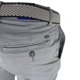 LCDN Bruno Stretch Mens Chino Trousers With Belt Light Grey