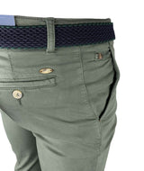 LCDN Bruno Stretch Mens Chino Trousers With Belt Olive Green