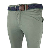 LCDN Bruno Stretch Mens Chino Trousers With Belt Olive Green