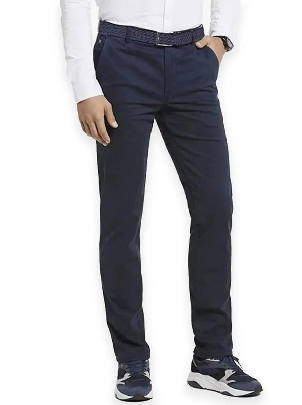 LCDN Men’s Stretch Fit Chino Trousers With Belt Yansi Navy -