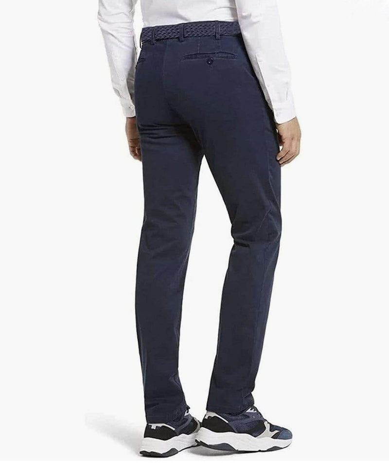 LCDN Men’s Stretch Fit Chino Trousers With Belt Yansi Navy -