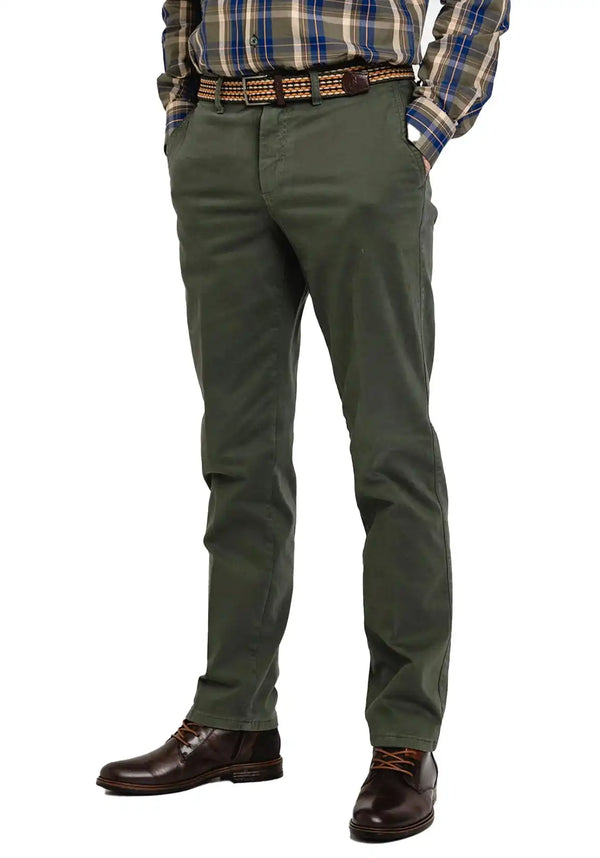 LCDN By Nalo Men’s Stretch Fit Chino Trousers With Belt Yansi Green