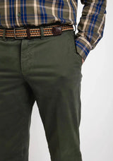 LCDN By Nalo Men’s Stretch Fit Chino Trousers With Belt Yansi Green