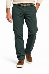 LCDN Men’s Chino Trousers Stretch Fit Straight Leg Dark Green