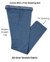 LCDN Men’s Chino Trousers Stretch Fit Straight Leg Mid Blue Northern