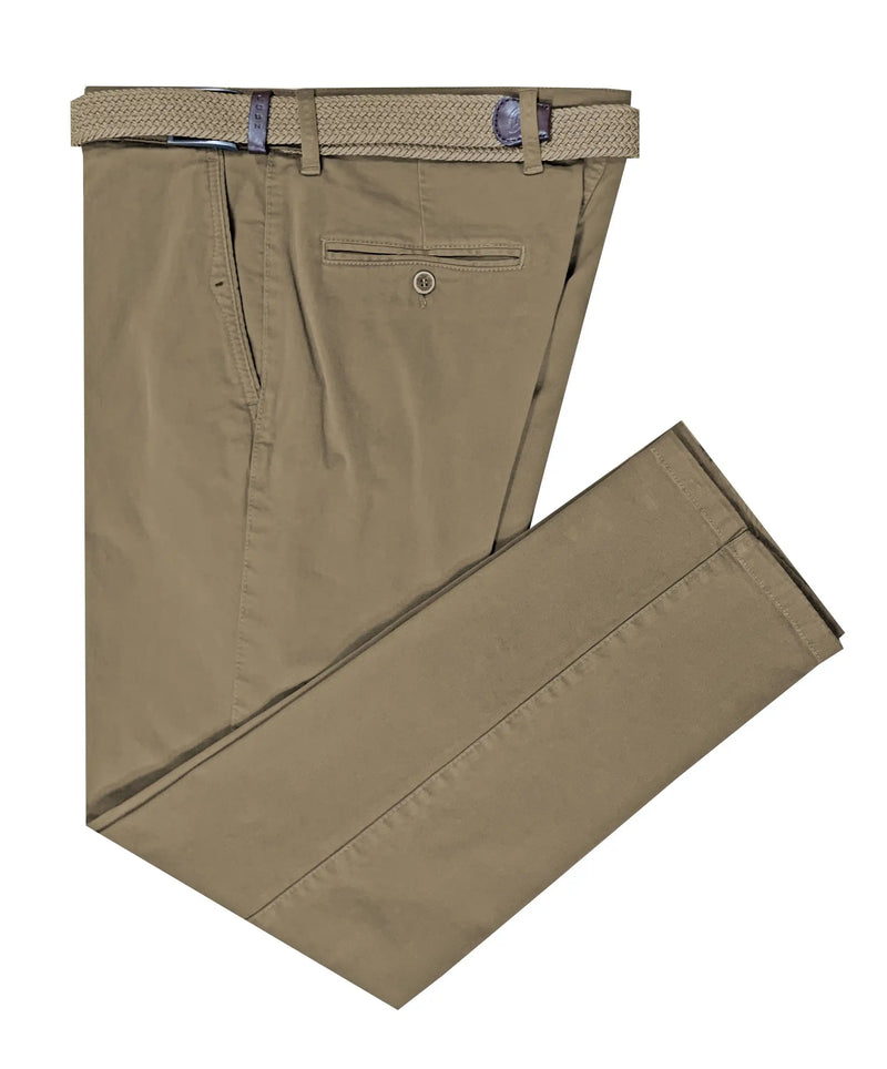 LCDN Men’s Stretch Fit Chino Trousers With Belt Yansi Beige 