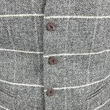 Light Grey Wide Check Tweed Waistcoat