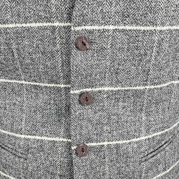 Light Grey Wide Check Tweed Waistcoat