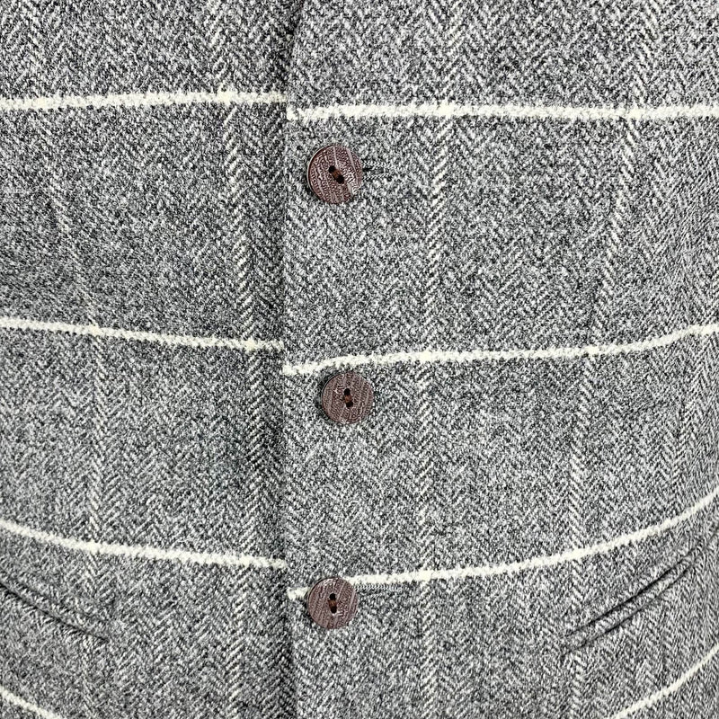 Light Grey Wide Check Tweed Waistcoat