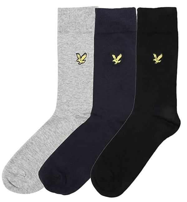 Lyle & Scott Angus 3 Pack Socks Black/Grey/Navy 7-11UK