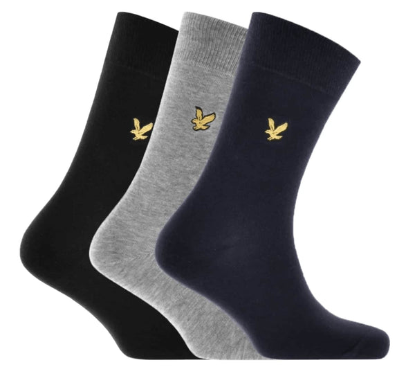 Lyle & Scott Angus 3 Pack Socks Black/Grey/Navy 7-11UK