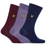 Lyle & Scott Angus 3 Pack Socks Navy,Burgundy,Purple 7-11UK Northern