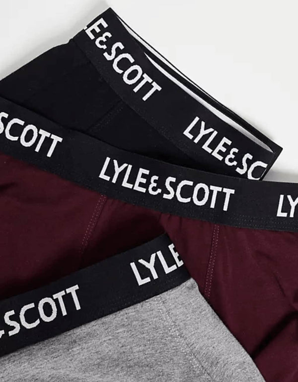 Lyle & Scott Barclay 3-Pack Cotton Men's Boxer Briefs Black,Grey,Wine