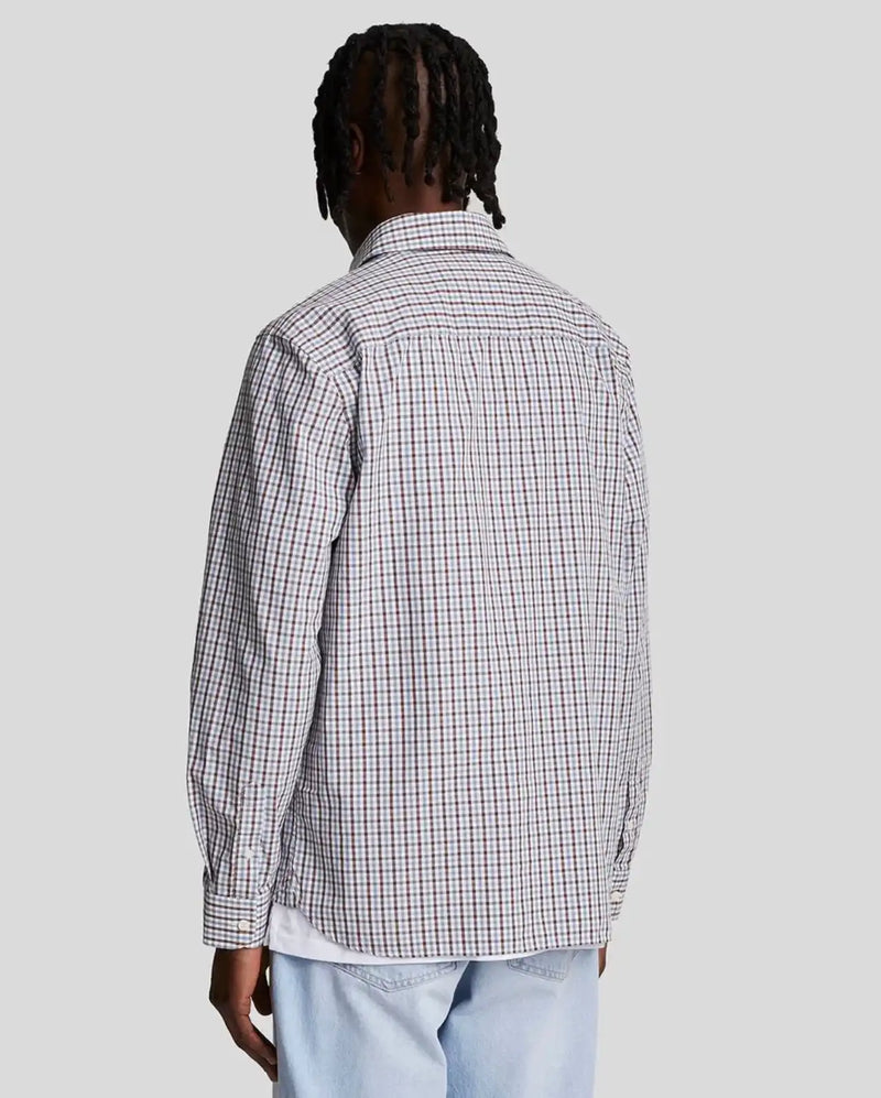 Lyle & Scott Checked Gingham Shirt White/Deep Mahogany Northern