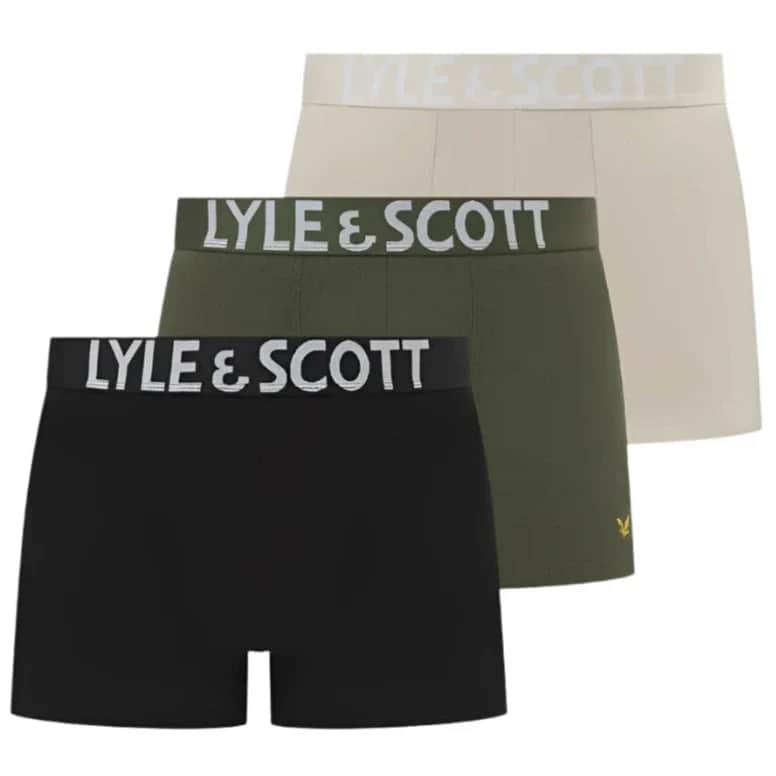 Lyle & Scott Daniel Boxer Briefs 3 Pack Pumice Stone/Beetle/Black