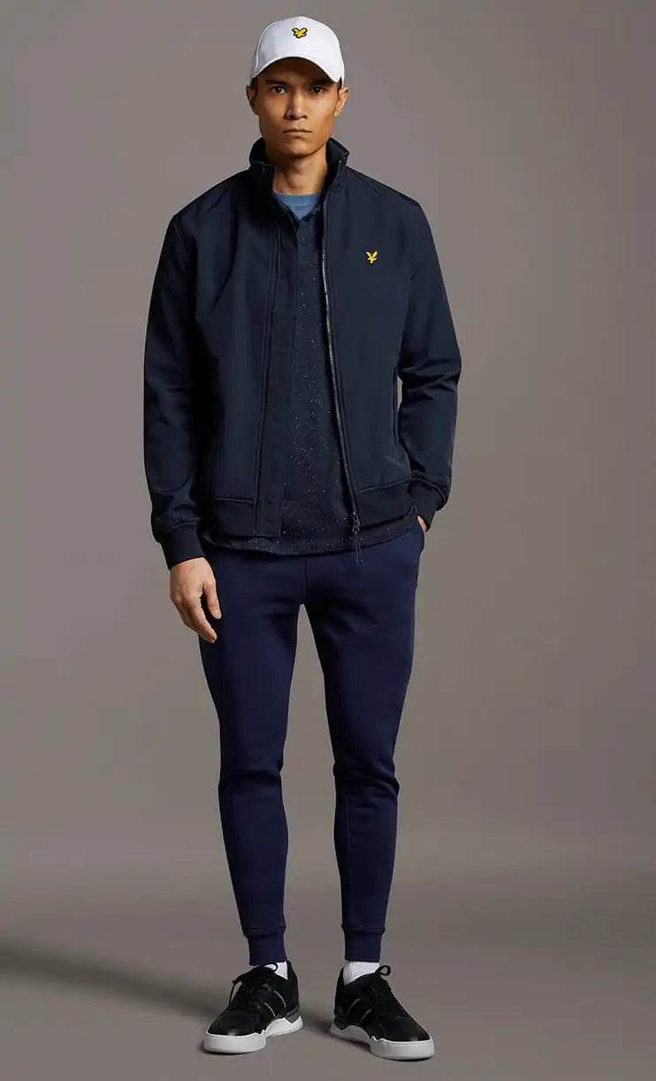 Lyle & Scott Fleece Lined Funnel Neck Jacket Navy - Coats & 