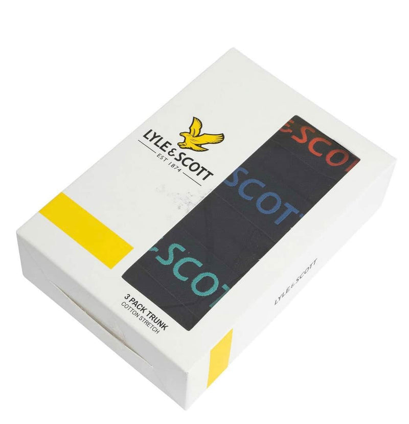 Lyle & Scott Mens Barclay Boxer Trunks Black Multi Waistbands