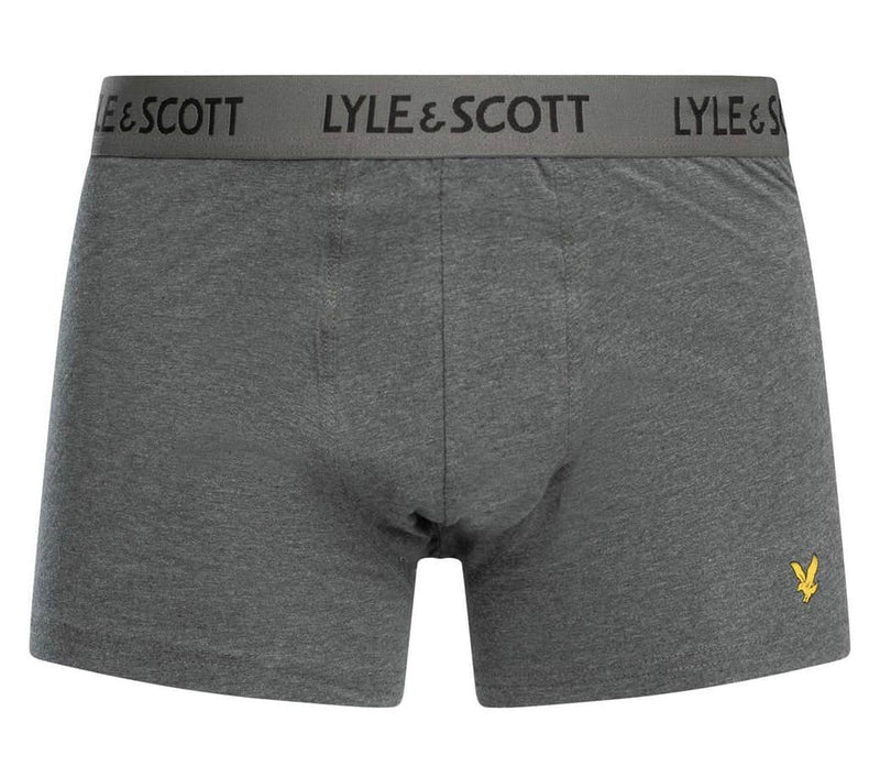 Lyle & Scott Mens Barclay Boxer Trunks Dark Grey Marl / Grey / Black