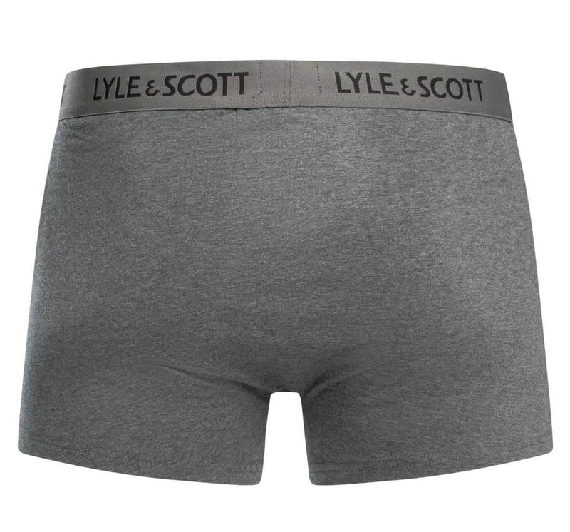 Lyle & Scott Mens Barclay Boxer Trunks Dark Grey Marl / Grey / Black